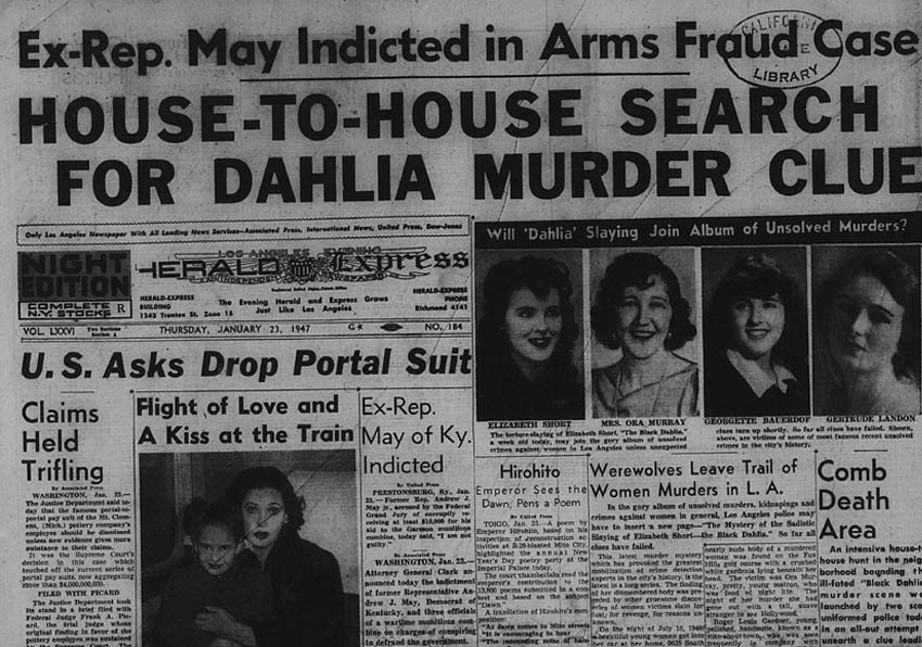Newspaper page reporting the murder